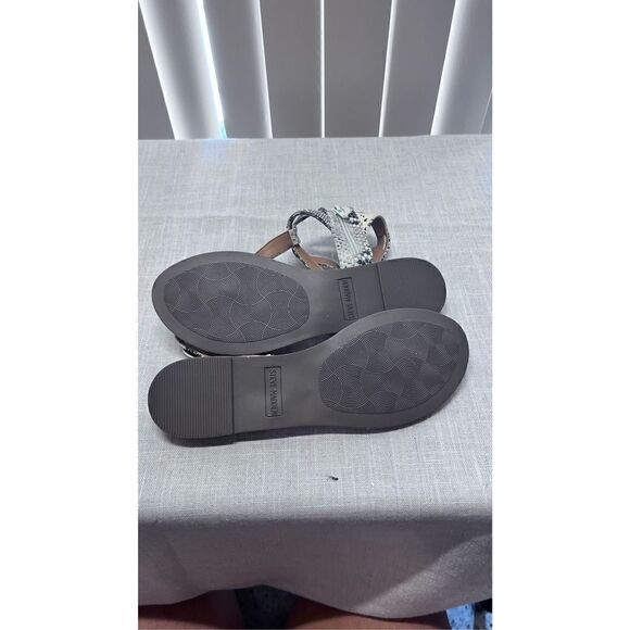 Steve Madden Women Leven SnakeSkin Rhinestone Embellished Sandals Cream Size 8.5 - Picture 11 of 12